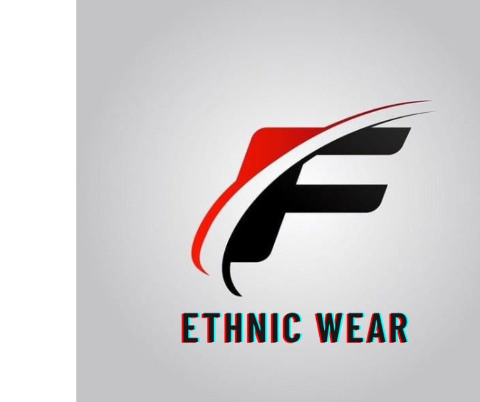 A logo featuring a stylized red and black letter "F" with a swoosh, and the text "ETHNIC WEAR" below it.