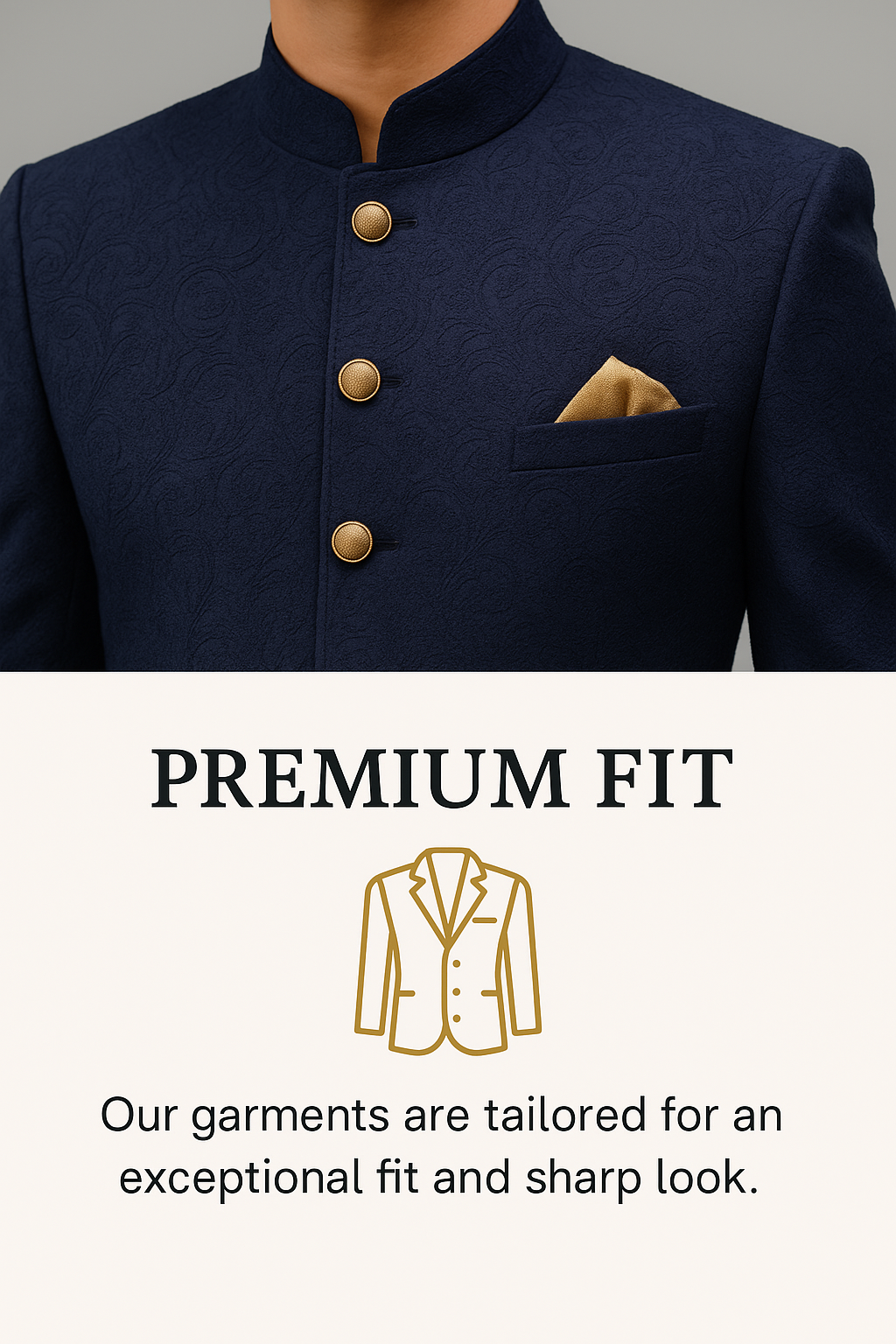 Man wearing a premium fit sherwani tailored to perfection for modern grooms