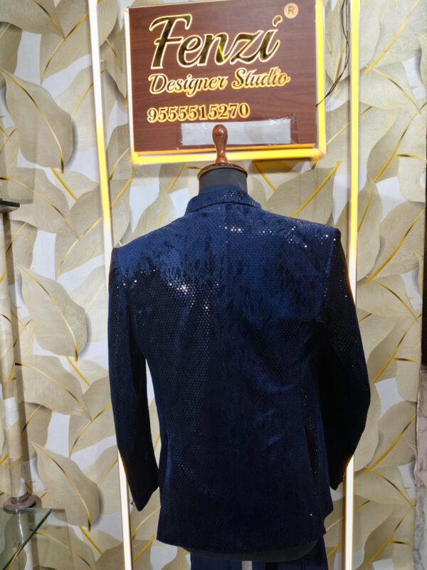 Step into timeless elegance with Fenzi’s Midnight Blue Textured jodhpuri Suit — a fusion of classic charm and modern craftsmanship, designed to make you stand out at every festive or wedding occasion.