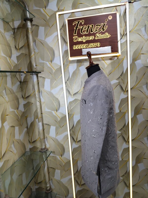 Elegant grey embroidered sherwani