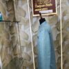 Elegant pastel blue designer sherwani with embossed diamond pattern