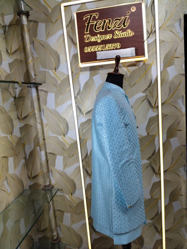 Light blue embroidered sherwani for men