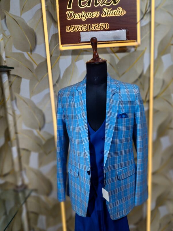 Step into refined sophistication with the Azure Checkered Elegance Suit — crafted for men who appreciate timeless class with a modern edge. Perfect for weddings, receptions, and high-profile events. Elevate every moment with unmatched style.