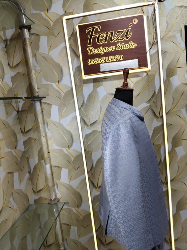 Elegance refined. Grace redefined. Step into the world of sophisticated heritage with our premium steel-grey Jodhpuri set—crafted for the modern man who celebrates tradition with style.