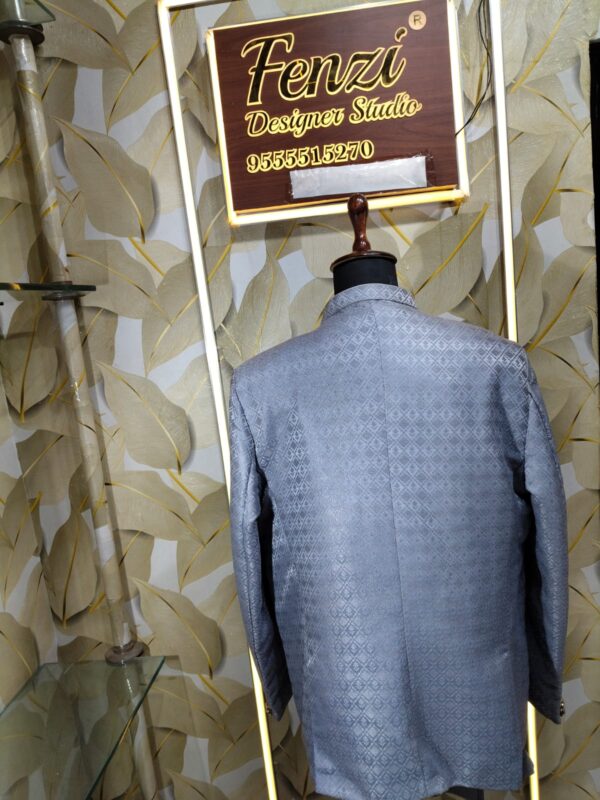 Elegance refined. Grace redefined. Step into the world of sophisticated heritage with our premium steel-grey Jodhpuri set—crafted for the modern man who celebrates tradition with style.